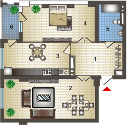 2 комнаты 100 кв.м.