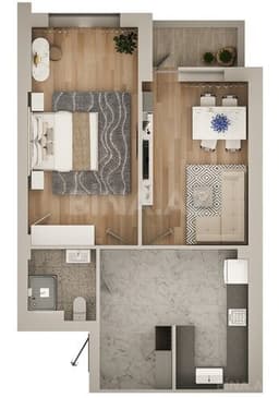 64 kvm, 2 otaqlı studio