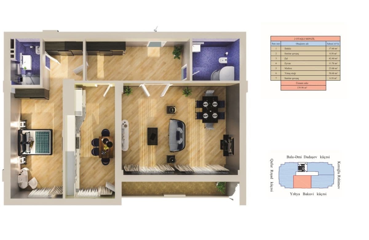 Zumrud Residence 2 room 139.90 sqm - 2