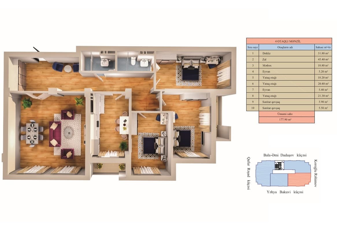 Zumrud Residence 4 rooms 177,90 sqm - 2