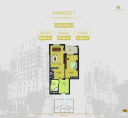 5 Ulduz 2 комнаты 63,04 квм