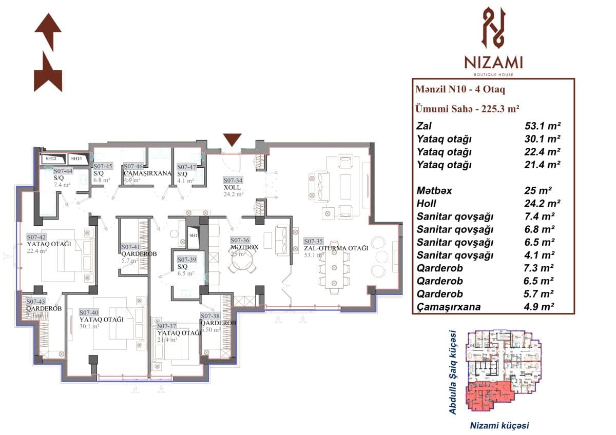 Nizami Boutique House 4 otaq 225.30 kvm