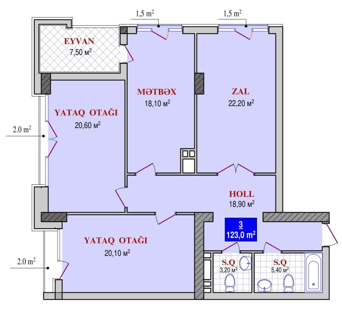 Grand Plaza 3 комнаты 123,00 квм - 2