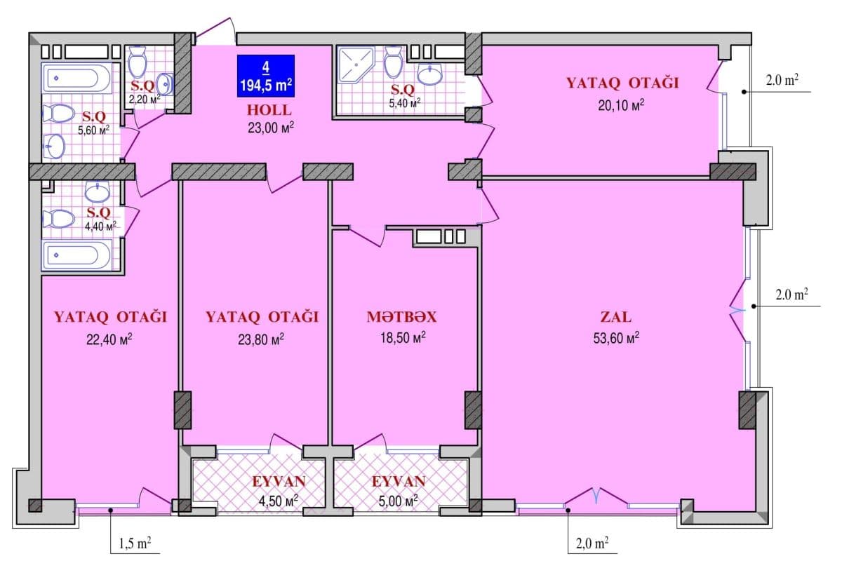 Grand Plaza 4 otaq 194,50 kvm