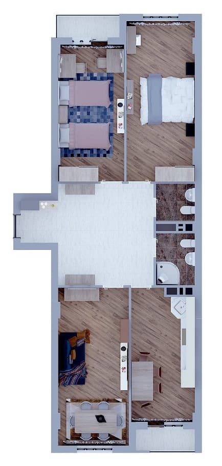 107.61 kvm, 3 otaqlı mənzil