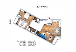 124.59 kvm, 4 otaqlı mənzil