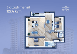 3 комнаты, 127,40 кв.м.