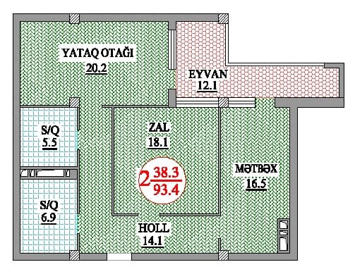 Nakhchivani Residence f 2 комнаты 93,40 квм