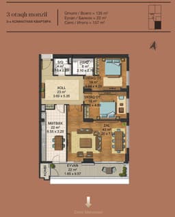 Bari Tower c 3 комнаты 162,00 квм