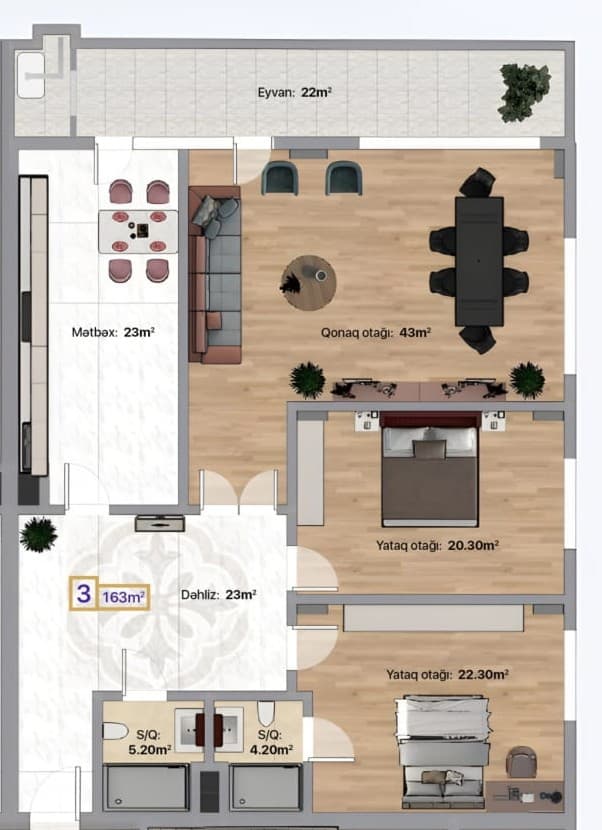 Nobel Tower 3 комнаты 396,00 квм - 2