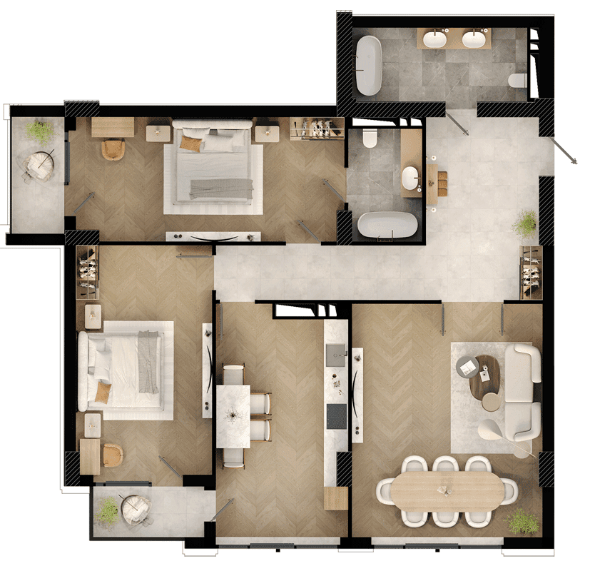 3 otaq, 146.10 kv.m.