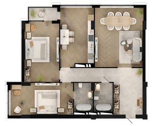 3 otaq, 136.20 kv.m. - 2