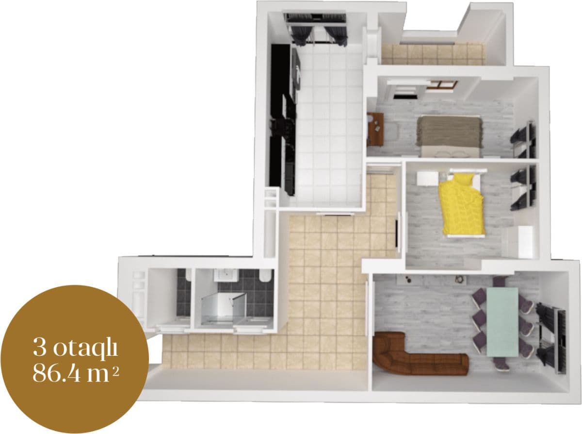 28 Park Residence 3 комнаты 119,00 квм - 2