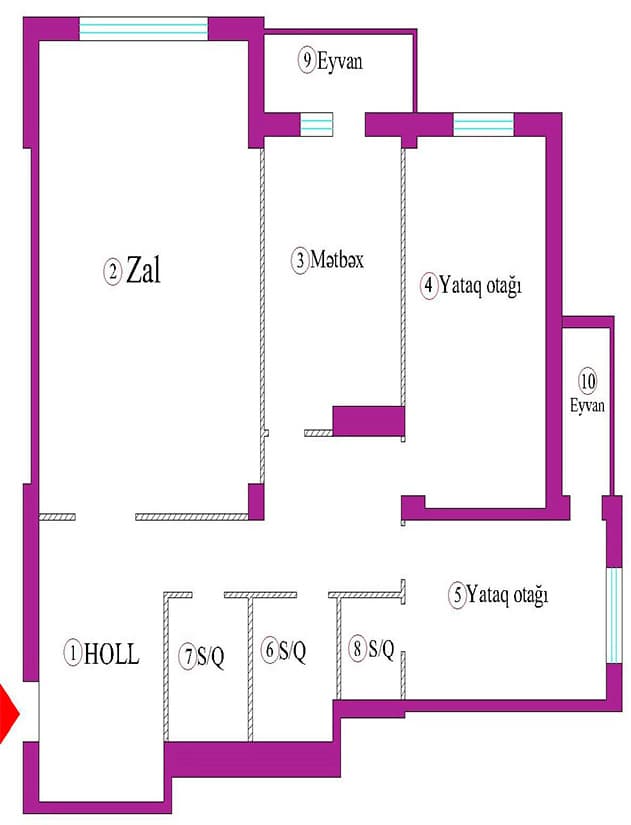 Baku Galaxy Park 3 otaqli 152,30 kvm