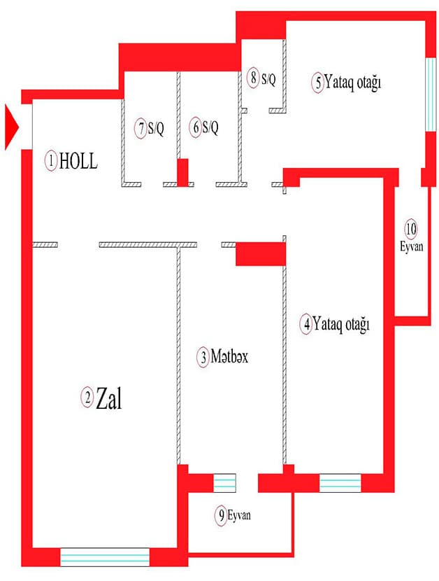 Baku Galaxy Park 3 otaqli 135,30 kvm