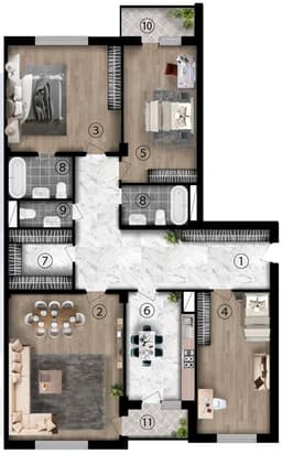 4 комнаты, 175,60 кв.м.