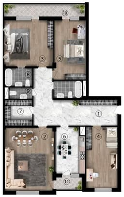 4 комнаты, 187,10 кв.м.