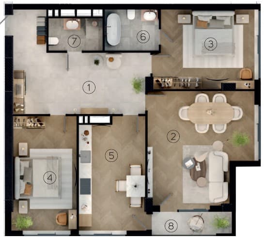 Baku City Residence Khatai 3 комнаты 127,40 квм - 2