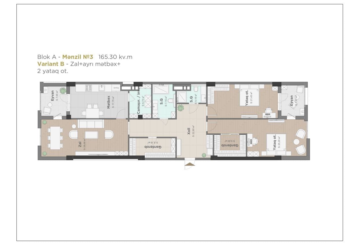 Nizami city, 3 otaq 165.30 kv.m. - 2
