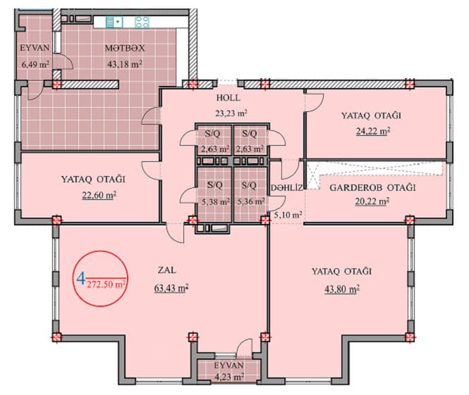 4 rooms, 272.50 sq.m - 2