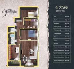 Koroglu Residence, 4 комнаты, 130 кв.м.