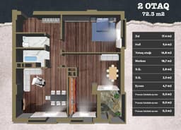 Koroglu Residence, 2 комнаты 72,30 кв.м.