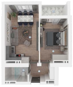 1 комната, 58,50 кв.м.