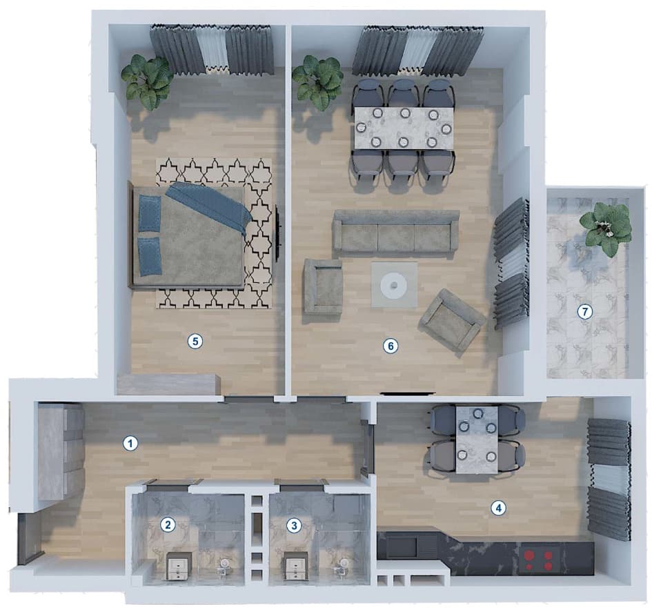 2 rooms, 97.93 sq.m.