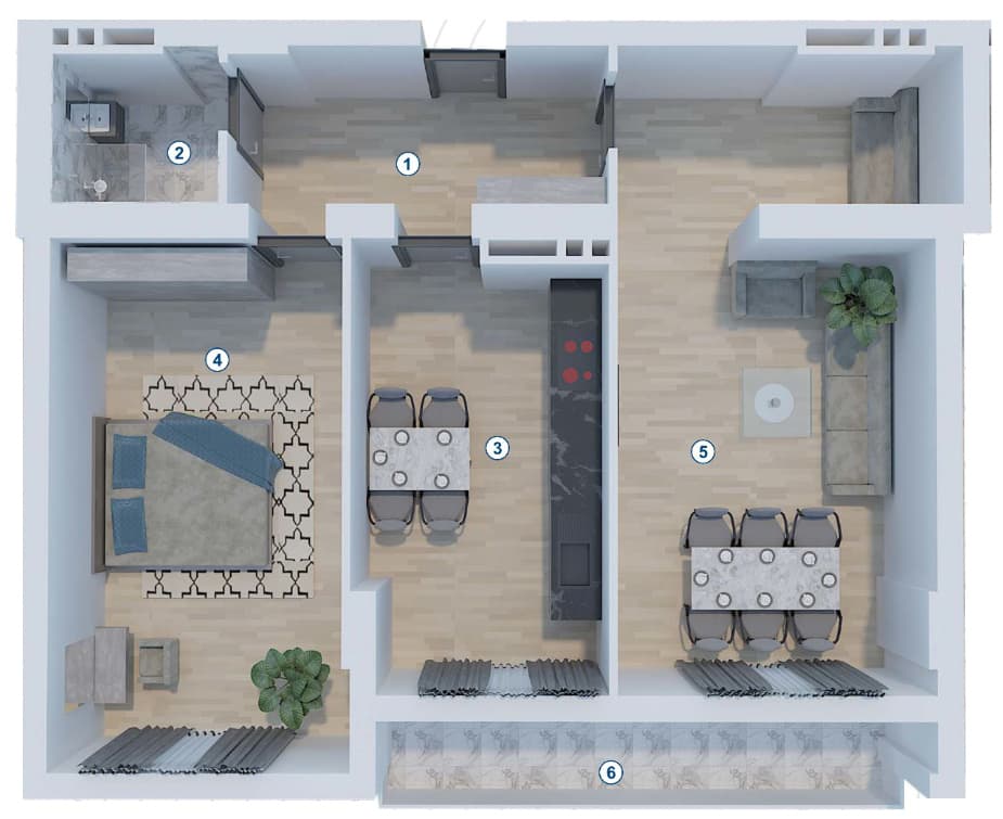 2 otaq, 97.41 kv.m. - 2