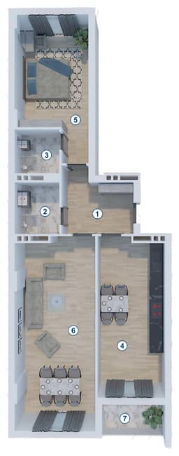 2 комнаты, 104,43 кв.м.