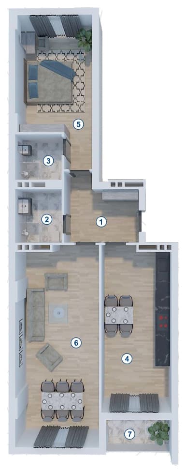 2 комнаты, 104,43 кв.м. - 2