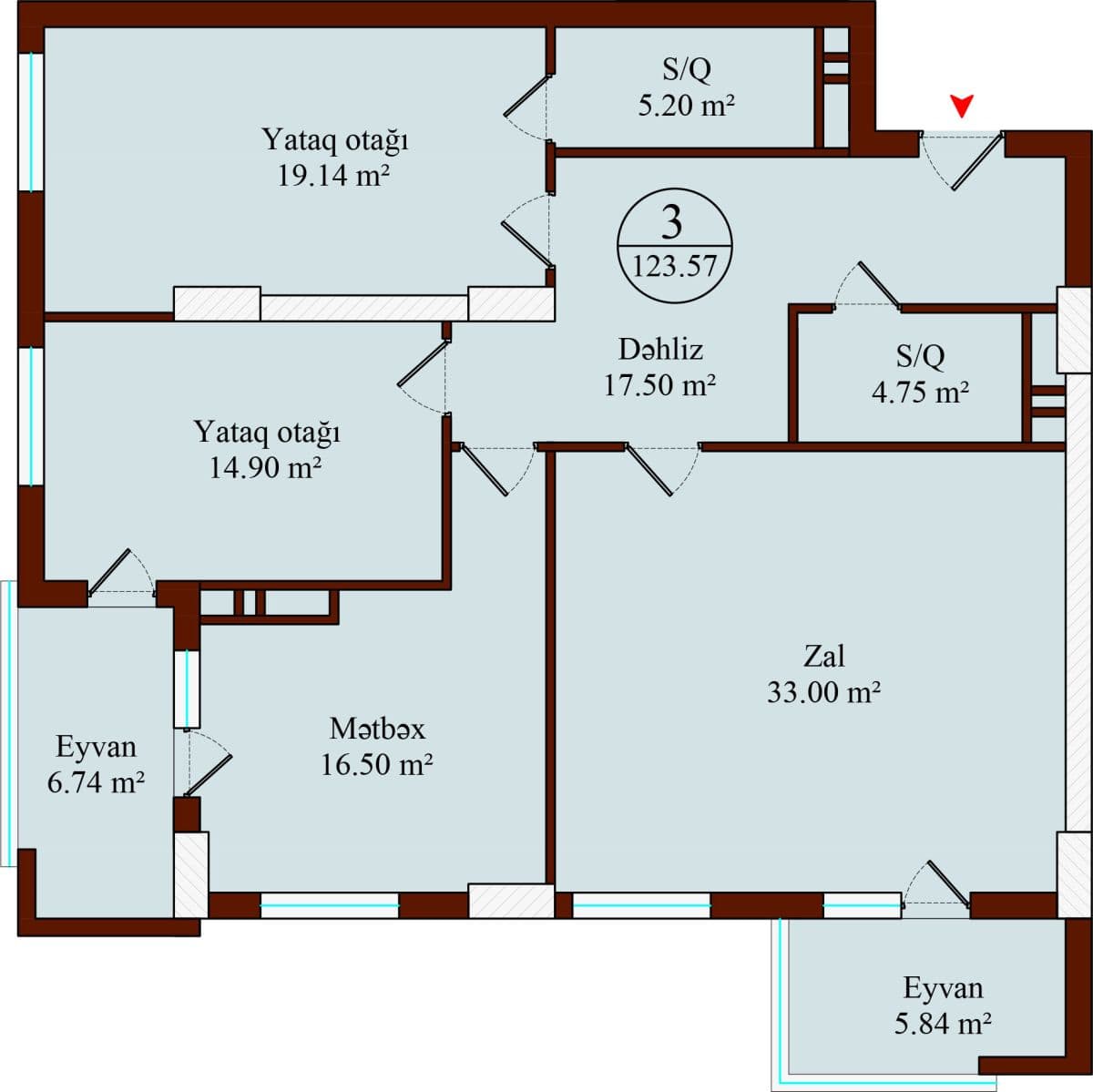 Luxe Home, 3 комнаты, 123,57 кв.м. - 2