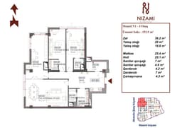 Nizami Boutique House 3 комнаты 152.90 квм
