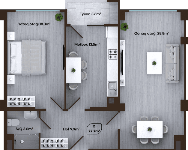 Melissa Park 2 otaq 77,70 kv.m, J blok - 2