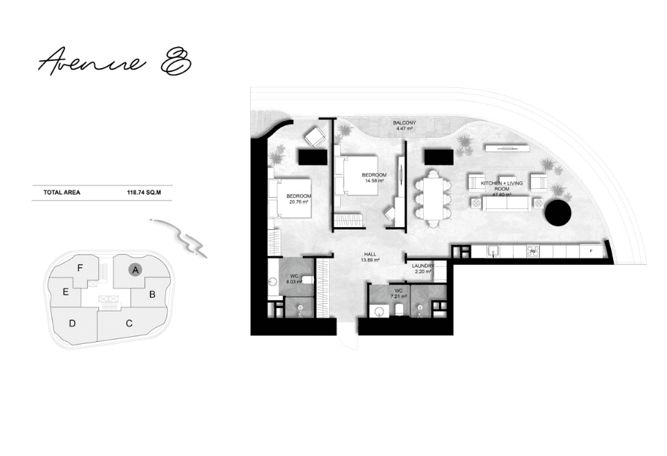 118.74 kvm, 3 otaqlı mənzil