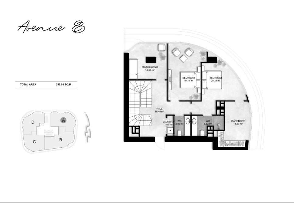259.01 kvm, dublex mənzil