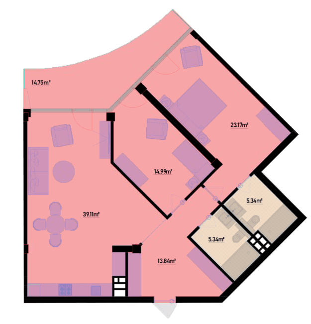 132.54 kvm, 3 otaqlı mənzil
