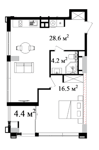 64.91 кв.м, 3-комнатная квартира