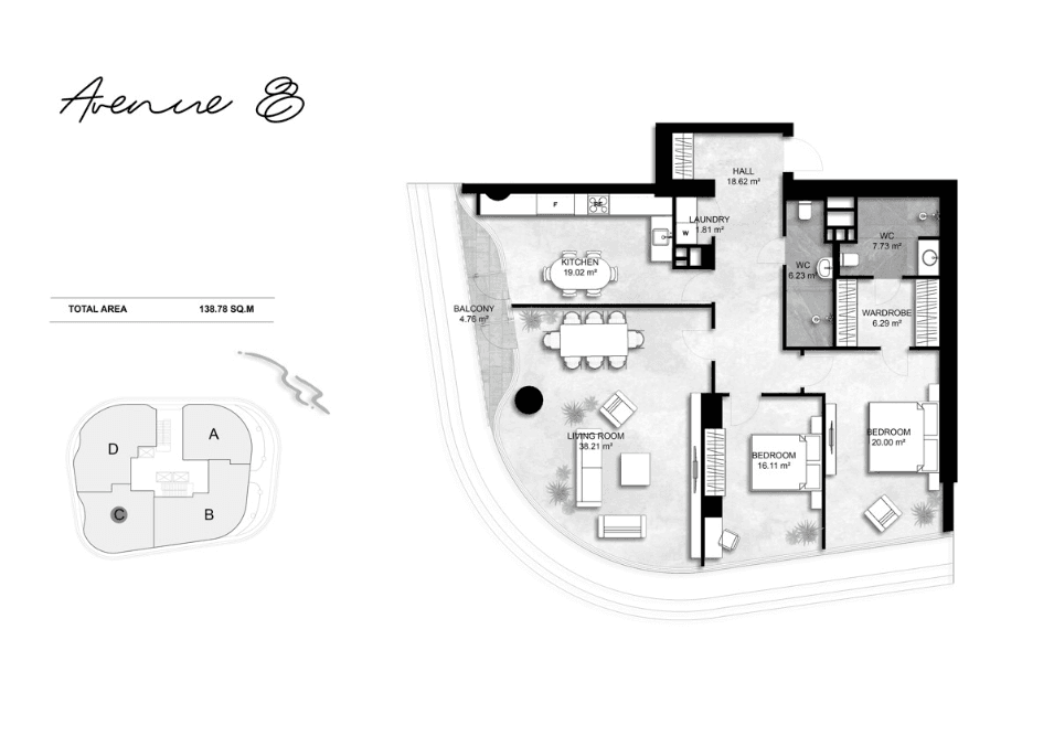 138.78 kvm, 3 otaqlı mənzil