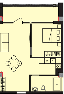 66.6 kvm, 2 otaqlı mənzil