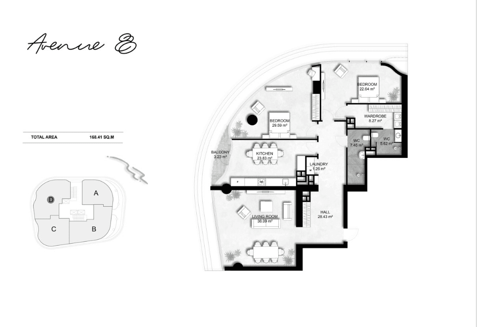 168.41 kvm, 3 otaqlı mənzil