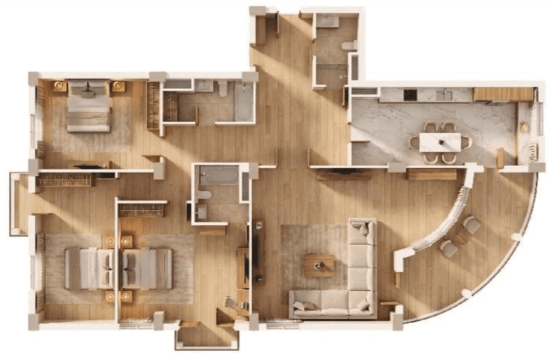 3-bedroom apartment, 190 sq.m