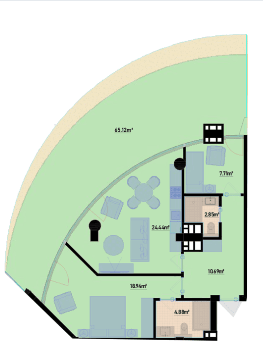 147.45 kvm, 3 otaqlı mənzil