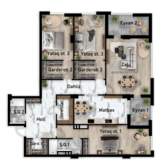 Nizami city, 4 rooms 206.70 sq.m.