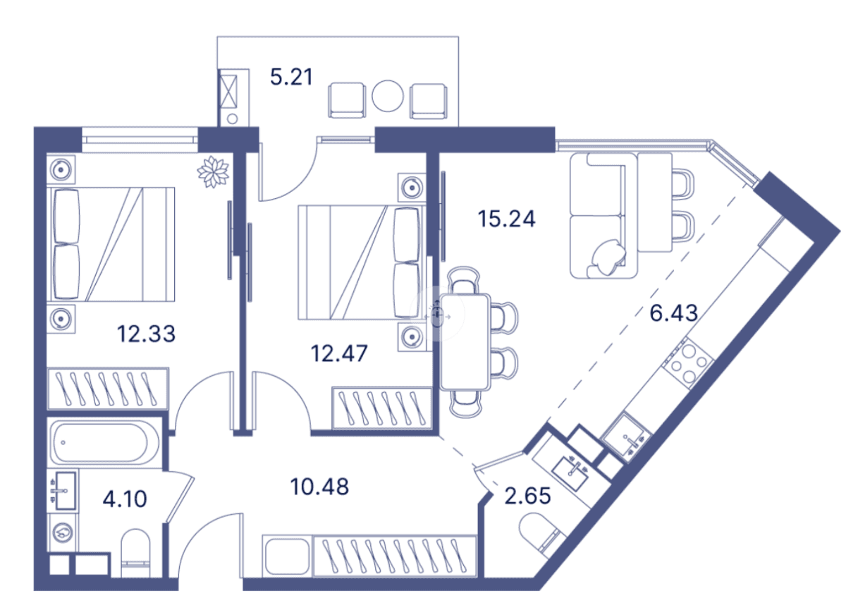 3-комнатная квартира, 79.11 кв.м