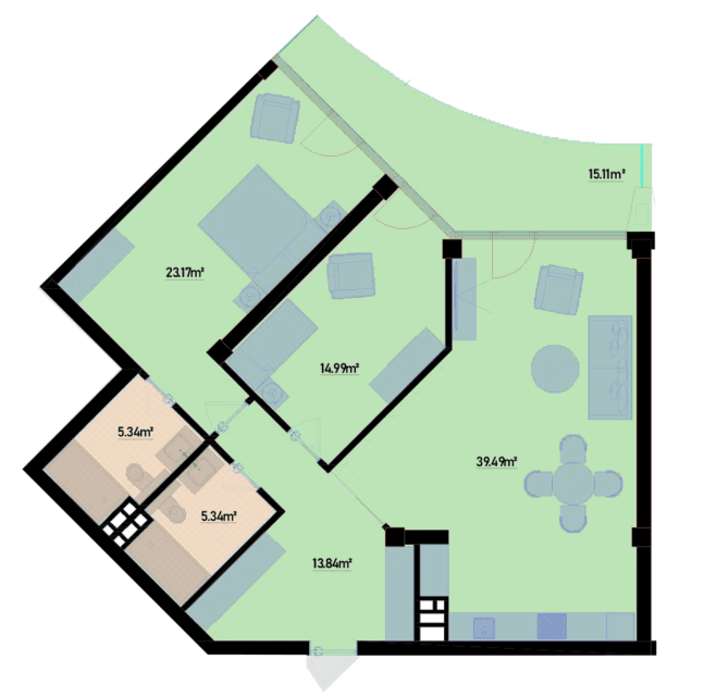 133.35 kvm, 3 otaqlı mənzil