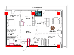 184.51 kvm, 3 otaqlı mənzil