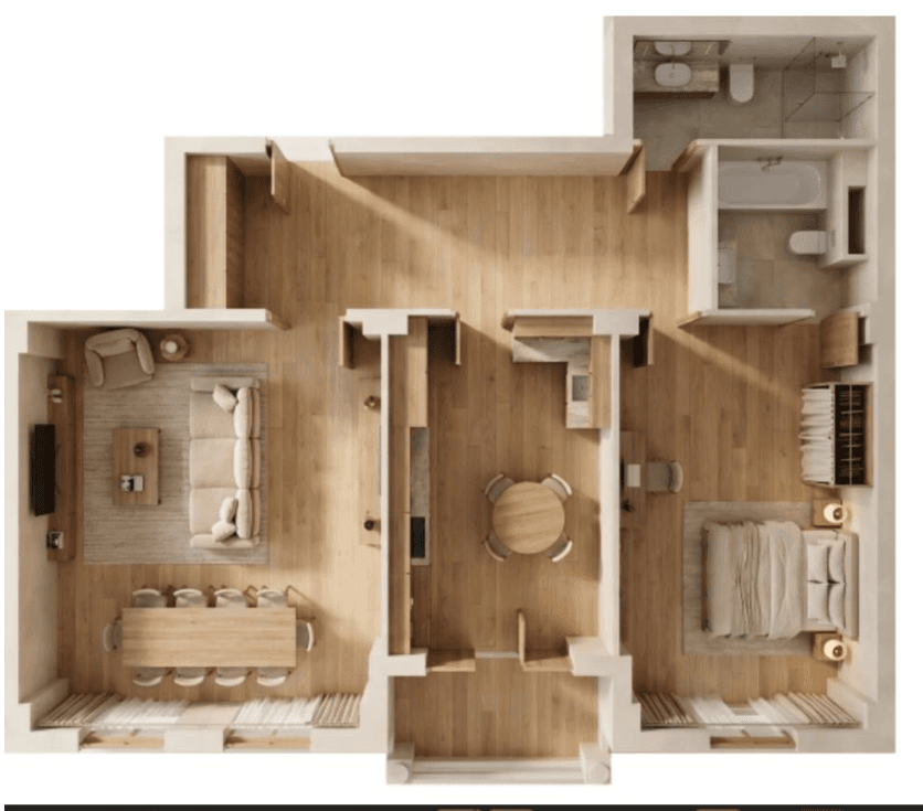 2-room apartment, 121 sq.m.