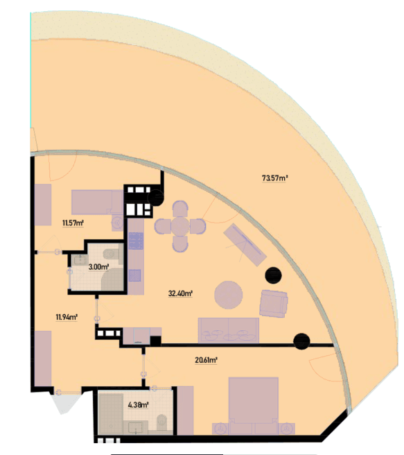169.81 kvm, 3 otaqlı mənzil