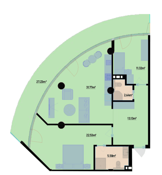 125.85 kvm, 3 otaqlı mənzil